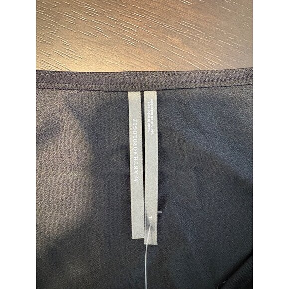 NEW Anthropologie Flutter-Sleeve Draped V-Neck Blouse Top Black Large Faux Wrap - Picture 8 of 12